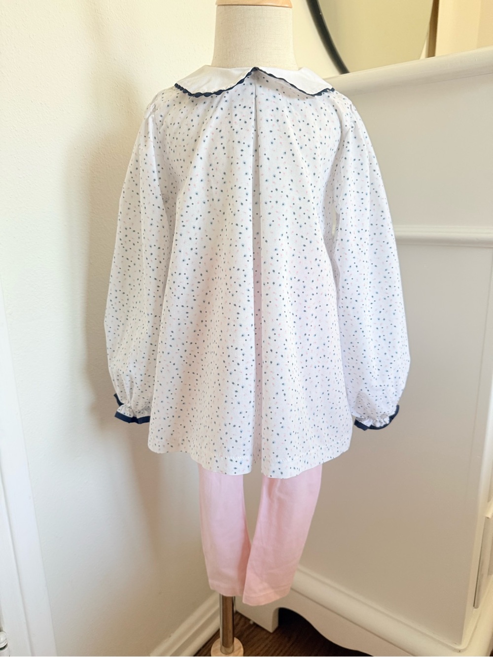Lullaby Set Dot Top & Leggings Girls 3T Blue Boutique Outfit Set